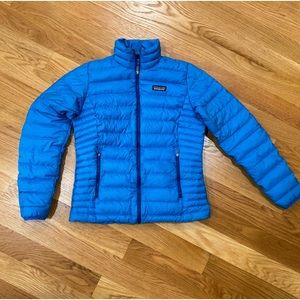 EUC Women’s Patagonia down sweater in bright blue size small